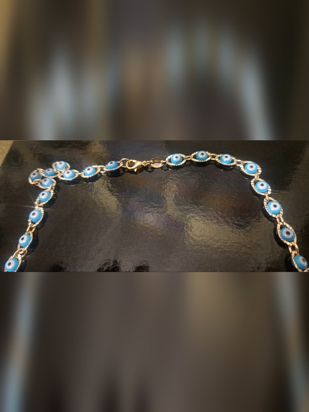 Blue Evil Eye Chain Necklace - Women Jewelry. New - Picture 2 of 3